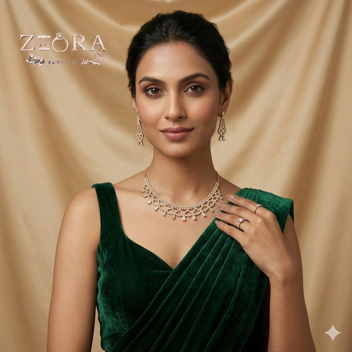 Diamond-Inspired Necklace & Earrings Set