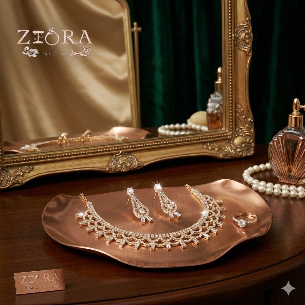 Diamond-Inspired Necklace & Earrings Set