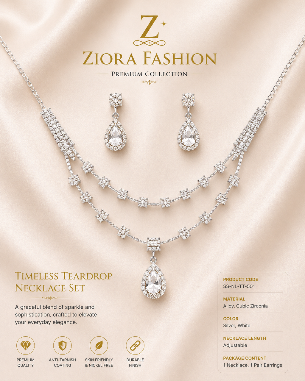 Timeless Teardrop Necklace & Earrings Set