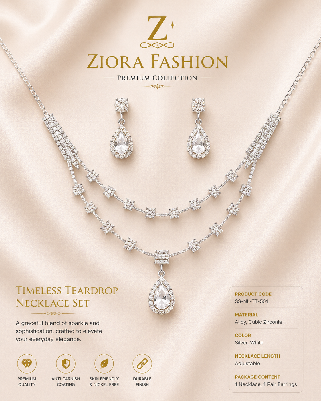 Timeless Teardrop Necklace & Earrings Set