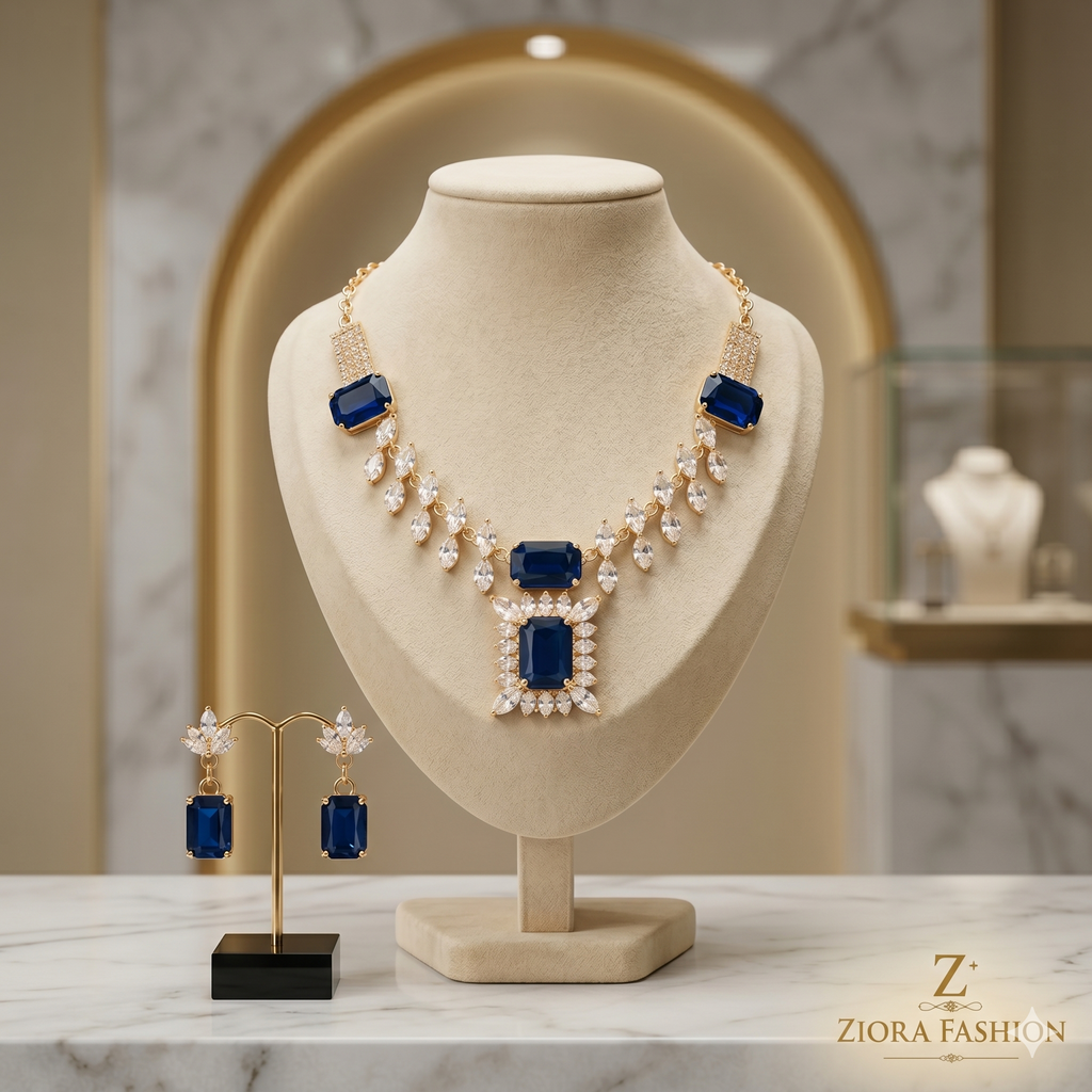 Royal Blue Necklace & Earrings Set