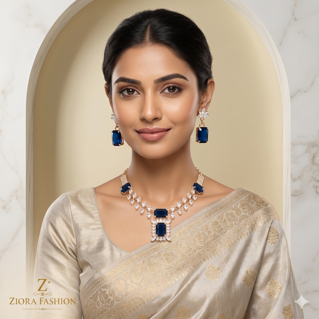 Royal Blue Necklace & Earrings Set