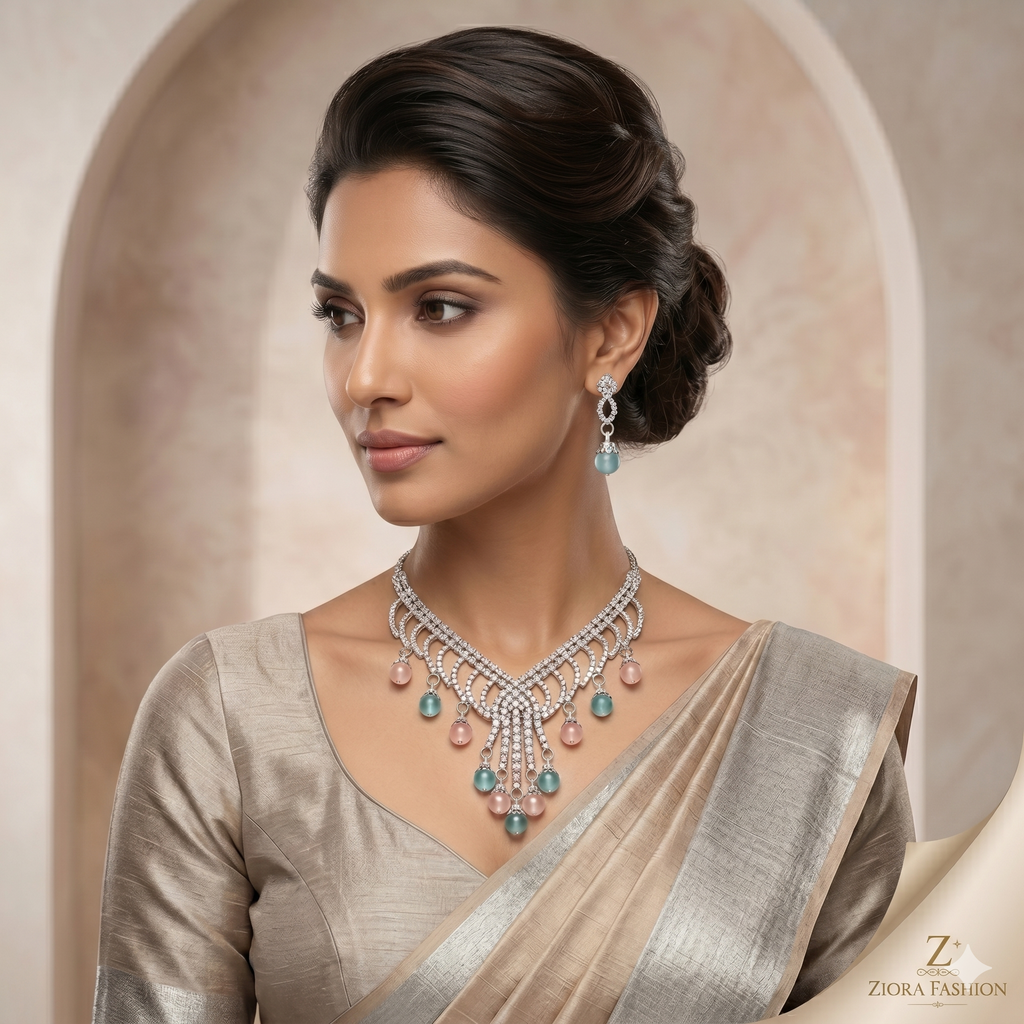 Elegant Dual-Tone Drop Necklace Set