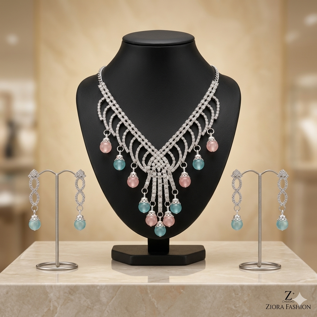 Elegant Dual-Tone Drop Necklace Set