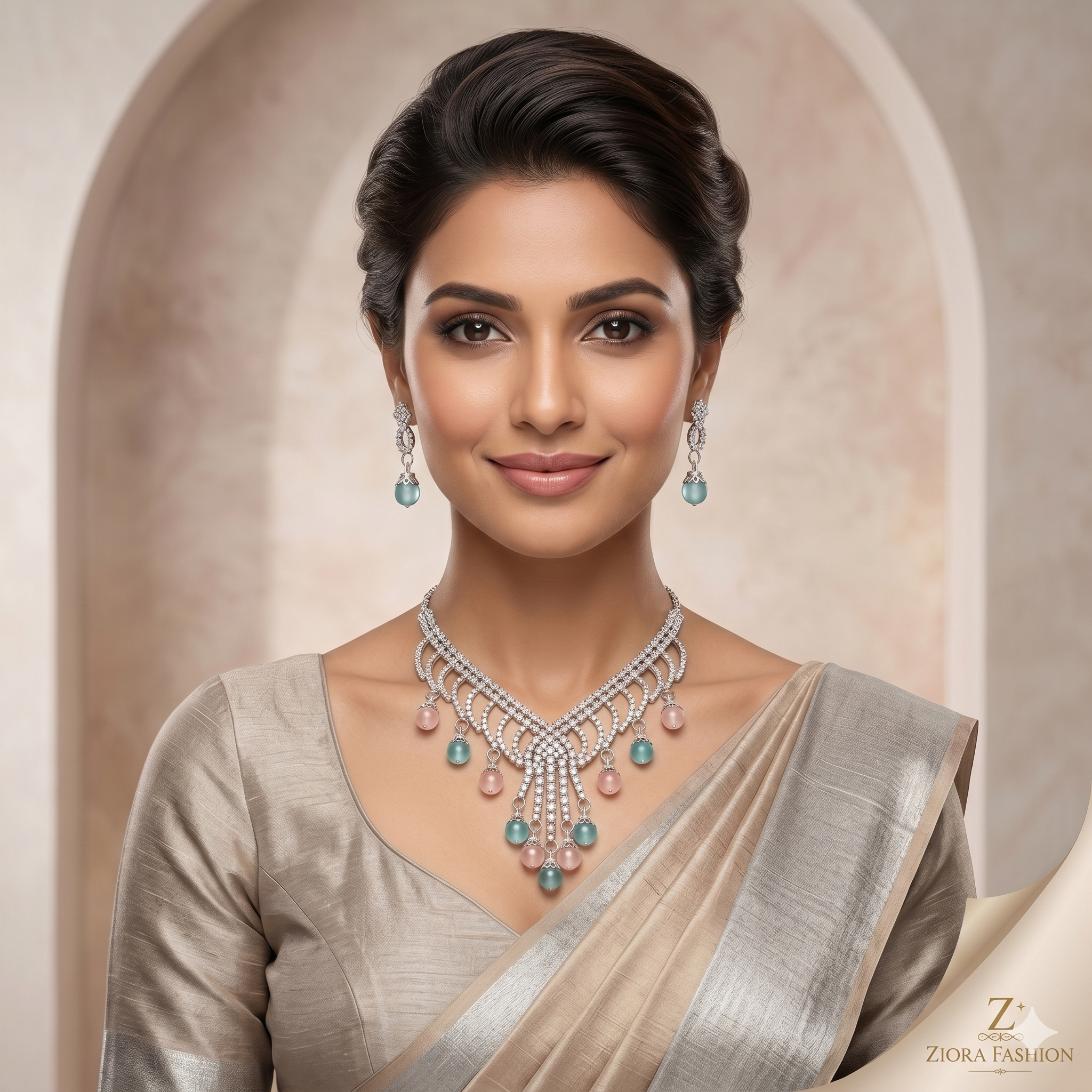 Elegant Dual-Tone Drop Necklace Set