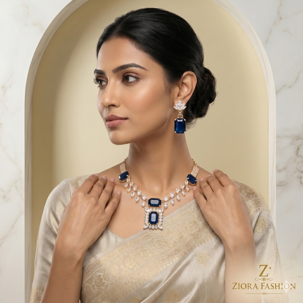 Royal Blue Necklace & Earrings Set